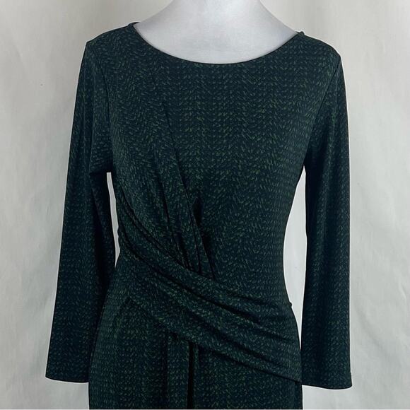Talbots  Green Navy Pleated Side Draping Office Date Night Dress NWOT Size S - Picture 3 of 13